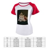 yanfind Women's Sleeve Raglan T Shirt Short Adorable British Shorthair Cat Crown Cute Eyes Fur Kitten Kitty Little Pet