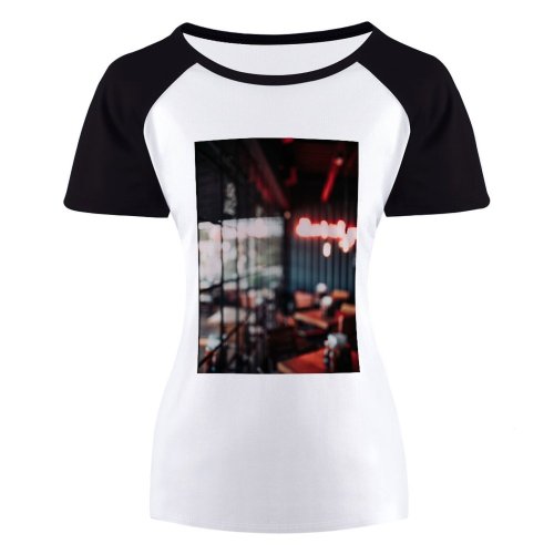 yanfind Women's Sleeve Raglan T Shirt Short Bar Chairs Commerce Daylight Design Furnitures Interior Lights Neon Restaurant