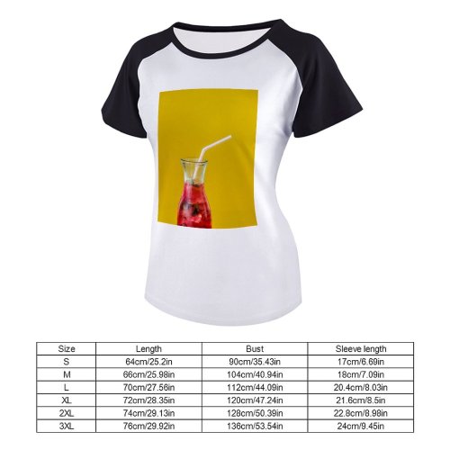 yanfind Women's Sleeve Raglan T Shirt Short Beverage Cocktail Cool Fruit Juice Glass Icee Liquid Liquor Refreshing Refreshment