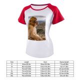 yanfind Women's Sleeve Raglan T Shirt Short Fence Fur Hill Landscape Monkey Outdoors Park Rock Side Simian Tourism