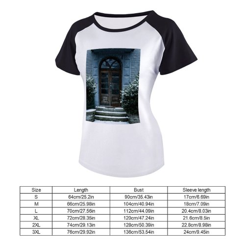 yanfind Women's Sleeve Raglan T Shirt Short Architecture Building Daylight Design Door Doorway Entrance Exterior Outdoors Plants Property Snow
