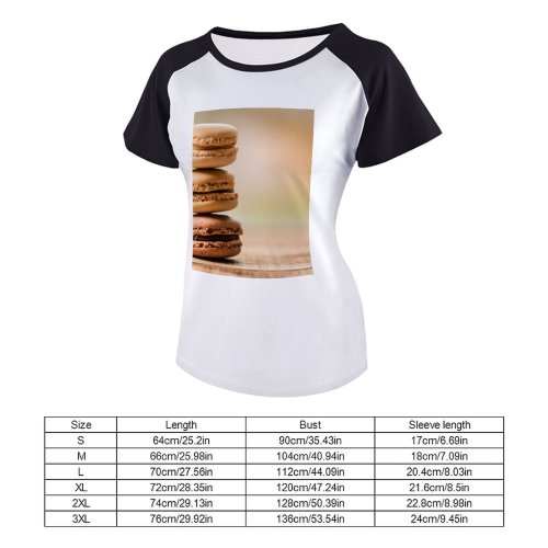 yanfind Women's Sleeve Raglan T Shirt Short Baking Chocolate Cream Delicious Dessert Flavors Indulgence Macarons Meringue Pastry Stacks Sugar