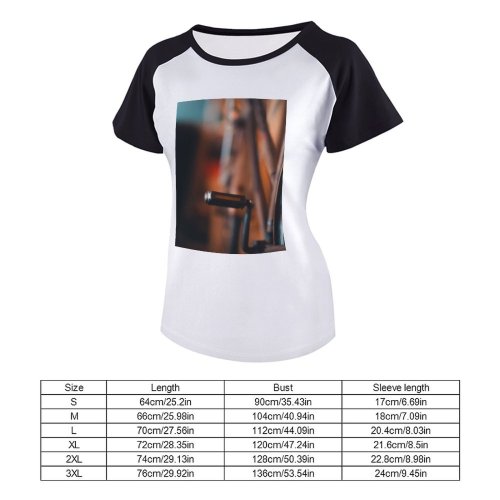 yanfind Women's Sleeve Raglan T Shirt Short Bicycle Bike Outdoors Parked Pedal Street Transportation System Vehicle Wheel