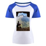 yanfind Women's Sleeve Raglan T Shirt Short Adventure Alone Cave Climb Daylight Exploration Guy Outdoors Peaceful Recreation