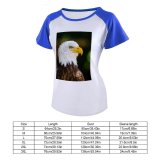 yanfind Women's Sleeve Raglan T Shirt Short Bald Eagle Bird Feathers Plumage Wildlife