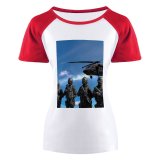 yanfind Women's Sleeve Raglan T Shirt Short Attack Camo Dangerous Defence Helicopter Help Law Service Soldiers Special Task