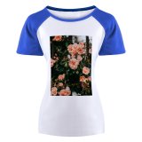 yanfind Women's Sleeve Raglan T Shirt Short Flower Flowers Leaf Outdoors Petal Rose Roses