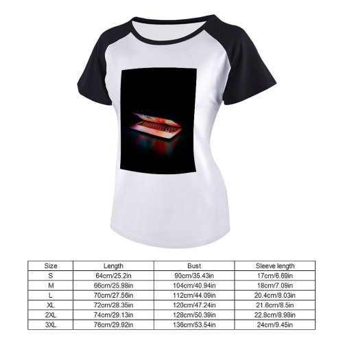 yanfind Women's Sleeve Raglan T Shirt Short Art Colorful Contemporary Dark Design Display Electronics Laptop Macbook Pro Tech Technology