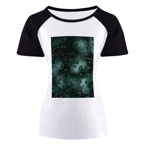 yanfind Women's Sleeve Raglan T Shirt Short Bokeh Bubble Clean Clear Dark Dew Droplets Drops Glass Ho Laptop Picture
