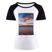 yanfind Women's Sleeve Raglan T Shirt Short Atmosphere Beach Clouds Sky Cloudscape Cloudy Dawn Dramatic Dusk Golden Hour