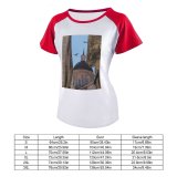 yanfind Women's Sleeve Raglan T Shirt Short Ancient Architecture Art Sky Building Cathedral Church City Daylight Exterior Facade Gothic