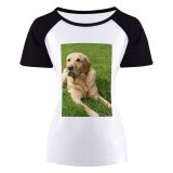 yanfind Women's Sleeve Raglan T Shirt Short Dog Pet Portrait Sit