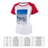 yanfind Women's Sleeve Raglan T Shirt Short Adventure Alpine Altitude Sky Climb Clouds Frost Frozen High Hill