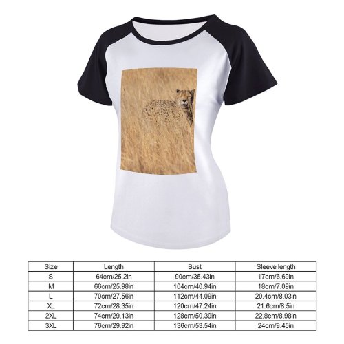 yanfind Women's Sleeve Raglan T Shirt Short Big Cat Cheetah Dangerous Grass Grassland Safari Savanna Serengeti Africa Wild