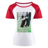 yanfind Women's Sleeve Raglan T Shirt Short Cute Dog Grass Pet Petting Puppy