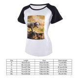 yanfind Women's Sleeve Raglan T Shirt Short Dog Macro Pet