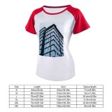 yanfind Women's Sleeve Raglan T Shirt Short Architecture Building City Downtown Facade Glass Shot Office Perspective Sky