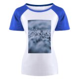 yanfind Women's Sleeve Raglan T Shirt Short Crystal Frost Frosty Frozen Grayscale Icee Landscape Outdoors Plants Season
