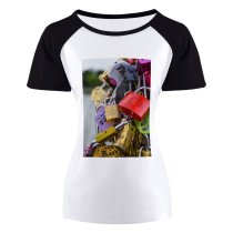 yanfind Women's Sleeve Raglan T Shirt Short Assorted Beautiful Locks Love Padlock Romantic
