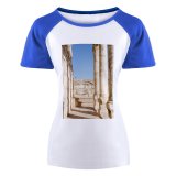 yanfind Women's Sleeve Raglan T Shirt Short Ancient Archaeology Capernaum Classic Columns Daylight Famous Historic Holy Land Israel