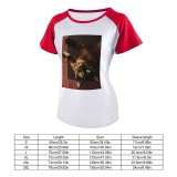 yanfind Women's Sleeve Raglan T Shirt Short Cat Face Cat's Eyes Focus Fur Furry Kitty Pet Whiskers