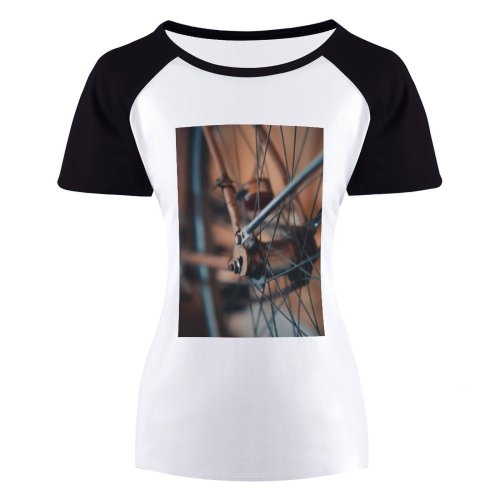 yanfind Women's Sleeve Raglan T Shirt Short Bicycle Bike Brakes Classic Focus Iron Old School Rusty Spokes