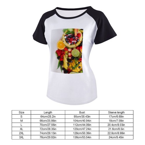 yanfind Women's Sleeve Raglan T Shirt Short Berries Fruit Citrus Fruits Colorful Creative Delicious Eating Healthy Preparation Presentation