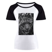 yanfind Women's Sleeve Raglan T Shirt Short Big Cat Carnivore Endangered Eyes Fur Leopard Wild Wildlife