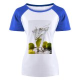 yanfind Women's Sleeve Raglan T Shirt Short Beverage Citrus Cocktail Cool Glass Drop Fruit Cubes Juice Lemonade