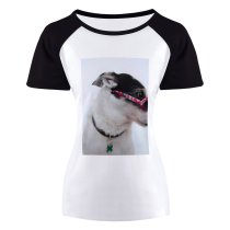 yanfind Women's Sleeve Raglan T Shirt Short Adorable Canidae Cute Dog Eyewear Funny Fur Pet Puppy