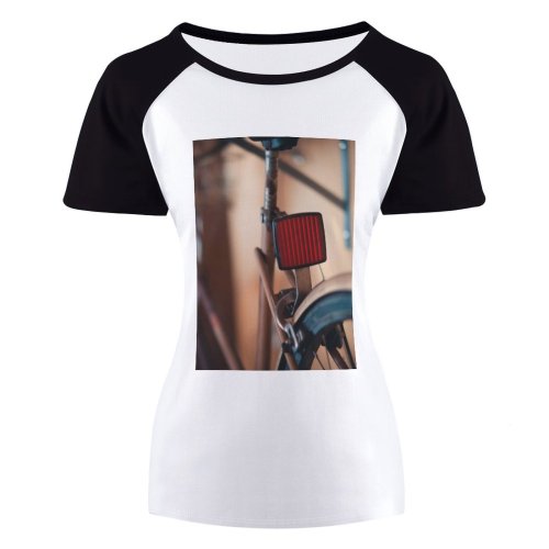 yanfind Women's Sleeve Raglan T Shirt Short Bicycle Bike Brake Light Classic Daylight Design Reflector Room Rusty Transportation
