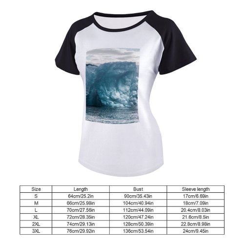 yanfind Women's Sleeve Raglan T Shirt Short Clouds Cloudy Sky Frost Frosty Frozen Warming Iceberg