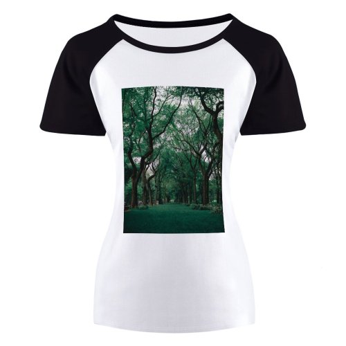 yanfind Women's Sleeve Raglan T Shirt Short Branches Central Park Grass Trees York City Outdoor Outdoors