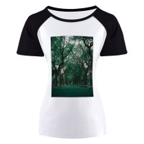 yanfind Women's Sleeve Raglan T Shirt Short Branches Central Park Grass Trees York City Outdoor Outdoors