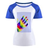 yanfind Women's Sleeve Raglan T Shirt Short Artistic Child Colorful Colourful Creative Creativity Fingers Rainbow Vibrant