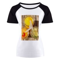 yanfind Women's Sleeve Raglan T Shirt Short Beverage Citrus Delicious From Above Fruit Fruity Glass Health Healthy Homemade