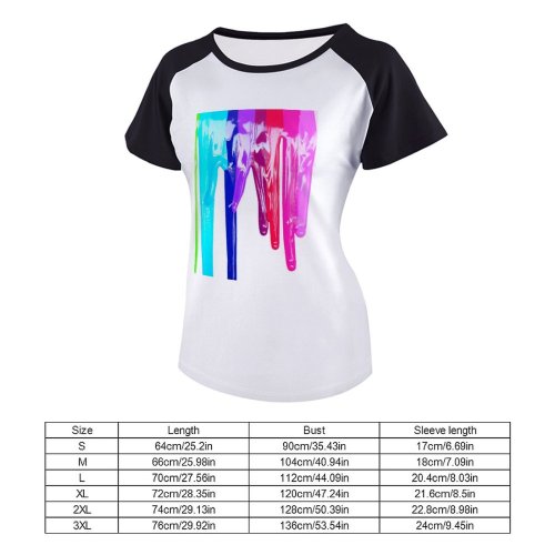 yanfind Women's Sleeve Raglan T Shirt Short Artistic Crafts Colorful Colourful Colours Design Diversity Drip Dripping Lgbt Lgbtq Melting