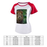 yanfind Women's Sleeve Raglan T Shirt Short Big Cat Biology Carnivore Dangerous Eyes Felidae Ferocious Fierce Fur Furious Hunter