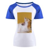yanfind Women's Sleeve Raglan T Shirt Short Adorable Cat Cute Dog Fur Kitten Little Pet Side Whiskers