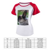 yanfind Women's Sleeve Raglan T Shirt Short Adorable Bunny Cute Easter Fur Grass Hare Little Pet Rabbit