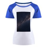 yanfind Women's Sleeve Raglan T Shirt Short Astrology Astronomy Constellation Dark Exploration Galaxy Infinity Insubstantial Exposure Milky Way Nebula