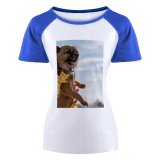 yanfind Women's Sleeve Raglan T Shirt Short Adorable Bow Cute Dog Fun Funny Fur Little Outdoors Pedigree Pet Portrait