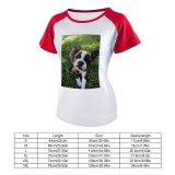 yanfind Women's Sleeve Raglan T Shirt Short Adorable Boston Cute Dog Grass Little Pet Puppy