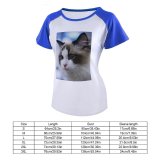 yanfind Women's Sleeve Raglan T Shirt Short Adorable Cat Cute Downy Eyes Fur Kitten Kitty Little Pet Whiskers