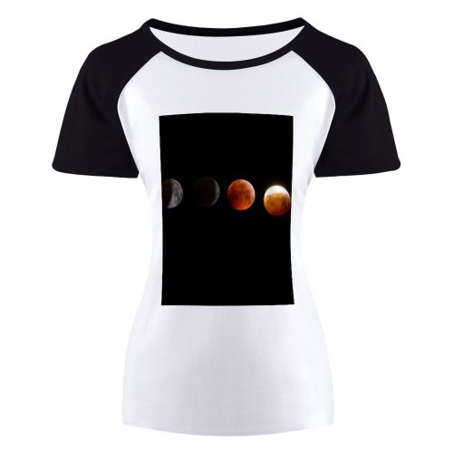 yanfind Women's Sleeve Raglan T Shirt Short Abstract Astrology Astronomy Atmosphere Dark Light Luna Lunar