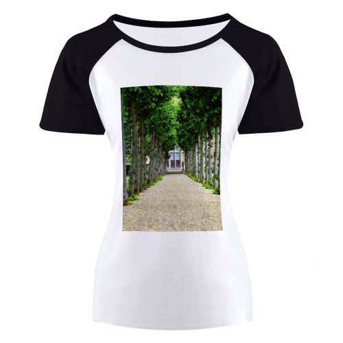 yanfind Women's Sleeve Raglan T Shirt Short Architecture Building Countryside Daylight Estate Exterior Garden Grass Landscape Lawn Old Outdoors