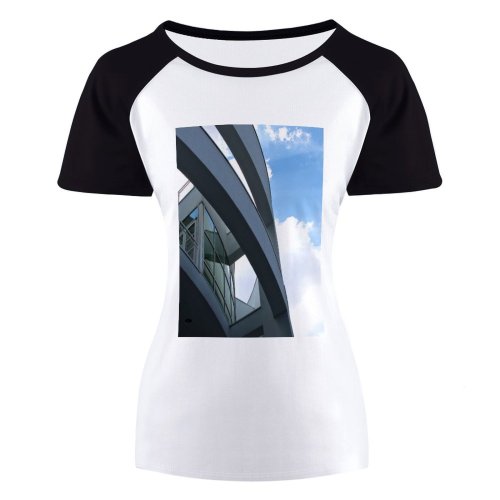 yanfind Women's Sleeve Raglan T Shirt Short Architecture Building Contemporary Glass Perspective