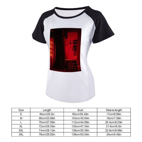 yanfind Women's Sleeve Raglan T Shirt Short Bar Dark Illuminated Light Neon Lights Restaurant Room Theater