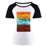 yanfind Women's Sleeve Raglan T Shirt Short Abstract Expressionism Acrylic Art Artistic Brush Canvas Contemporary Creativity Messy