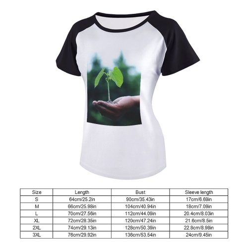 yanfind Women's Sleeve Raglan T Shirt Short Ecology Gardening Grow Growing Growth Little Plant Planting Sapling Seed